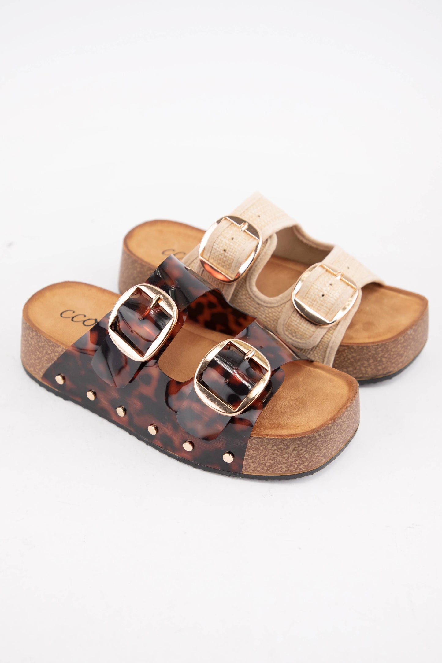 NANCY DOUBLE STRAPS WITH BOLD METAL BUCKLES PLATFORM SANDAL
