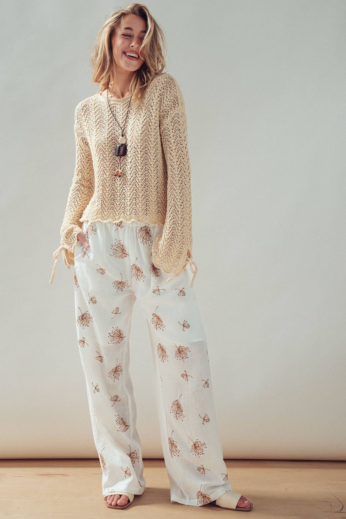 Chevron Knit Bell Sleeve Sweater