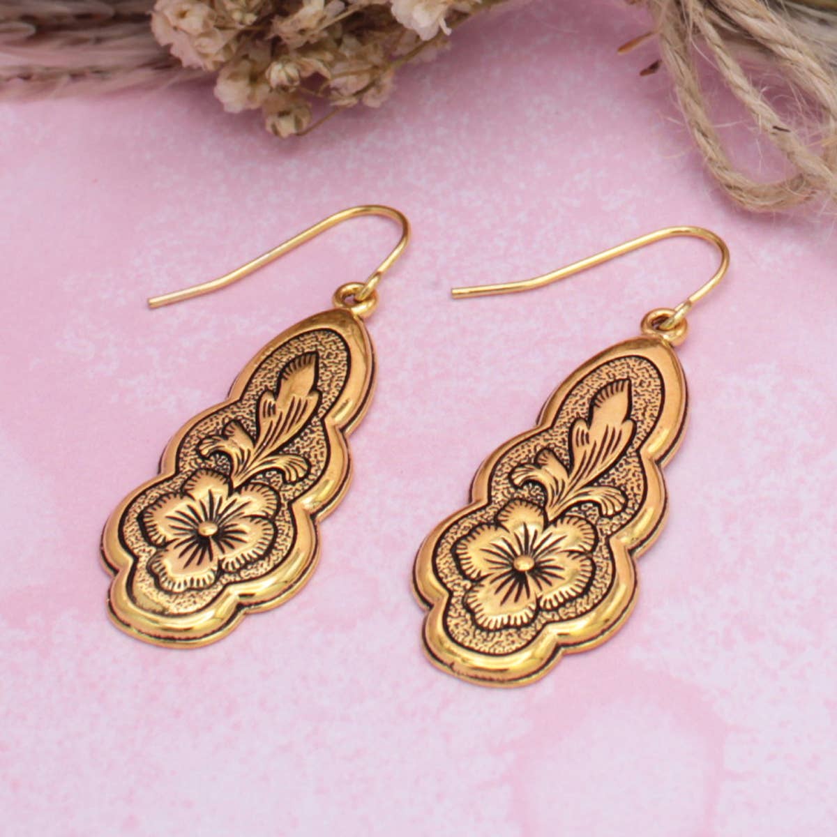 Vintage Flourish Gold Earrings