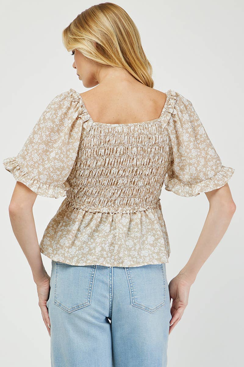 Boho Blossom Smocked Floral Top