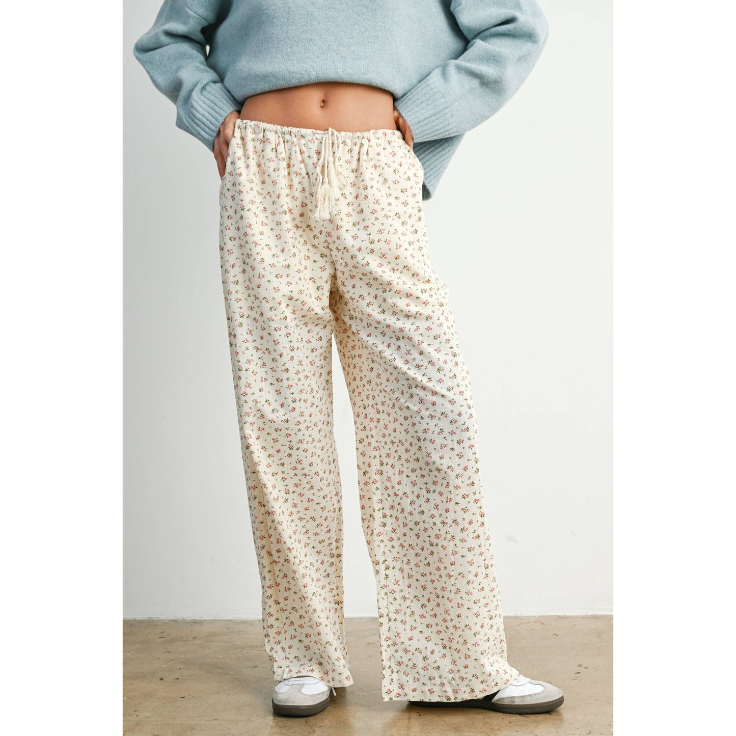 Floral Print Drawstring Pants - BMP7814
