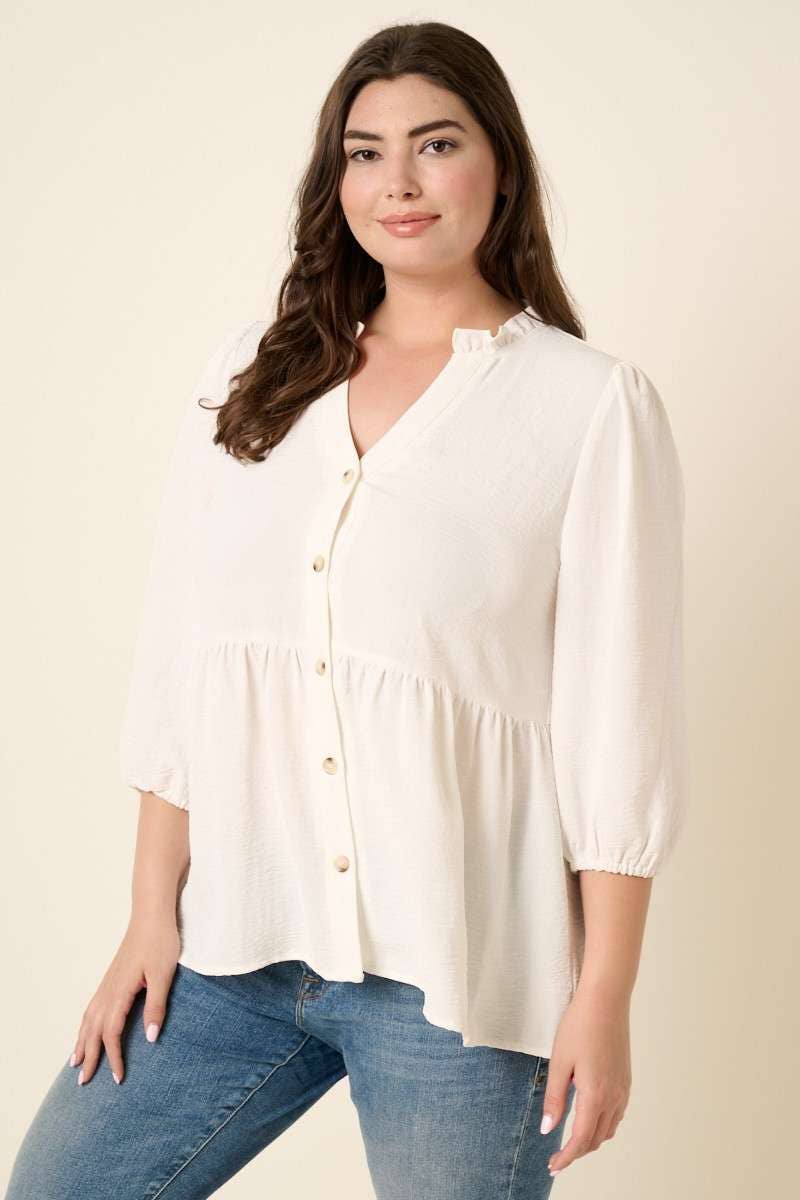 RUFFLE BABYDOLL BLOUSE