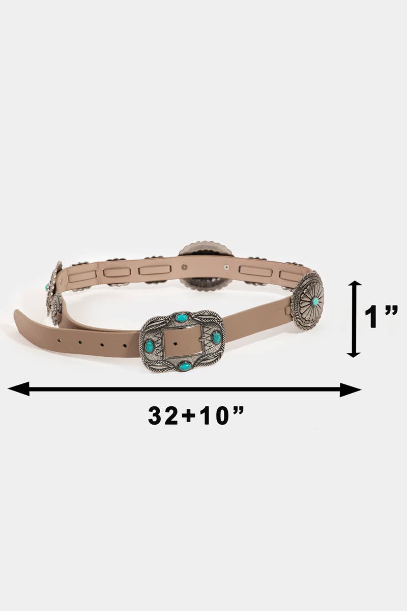 Faux Leather Concho Western Belt