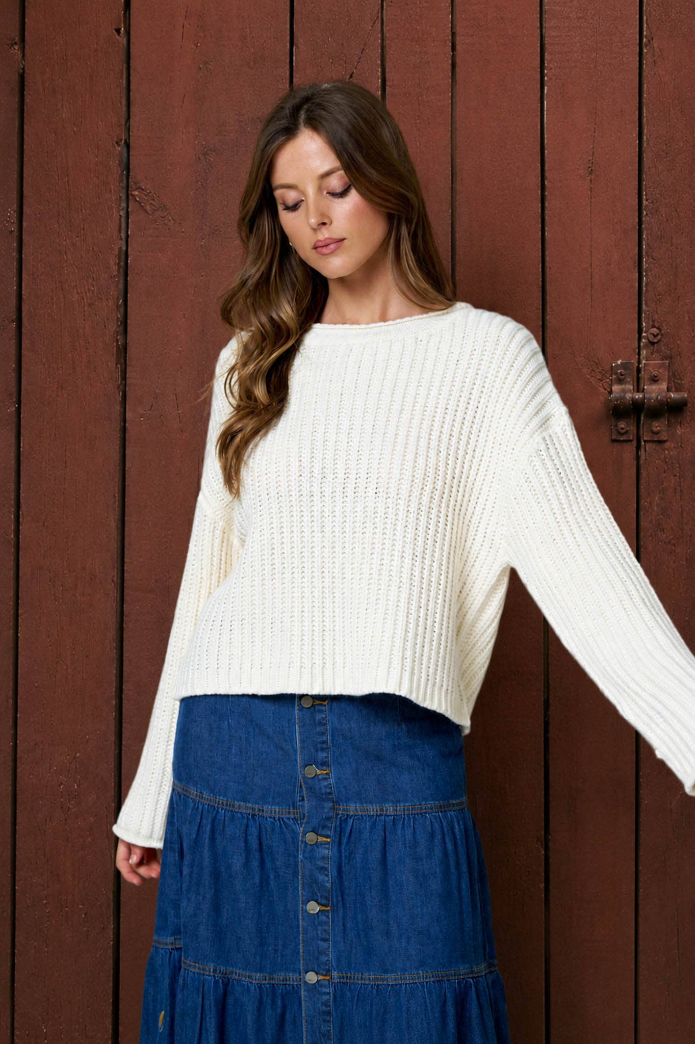 RAW EDGE KNIT SWEATER