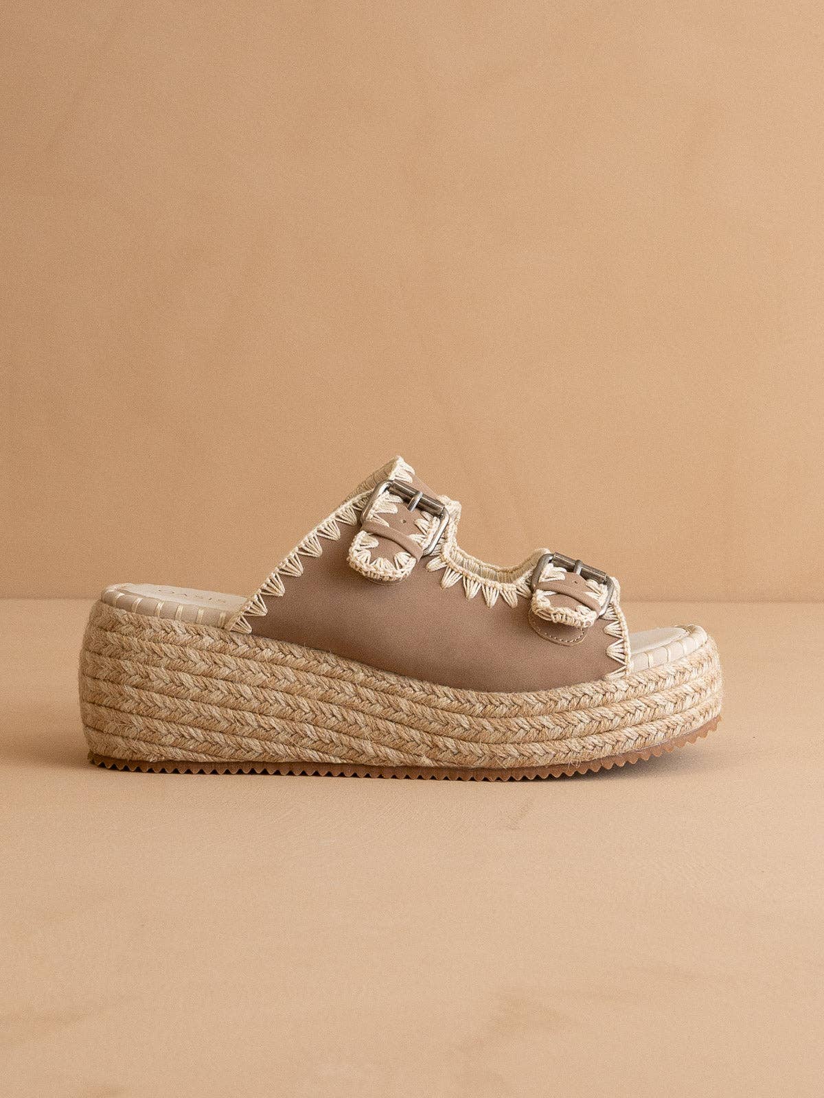 The Eugenia Raffia Platform Slide