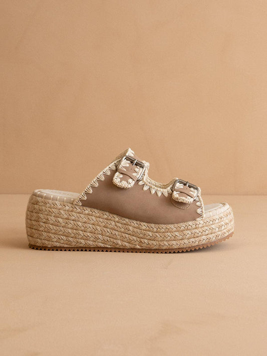 The Eugenia Raffia Platform Slide