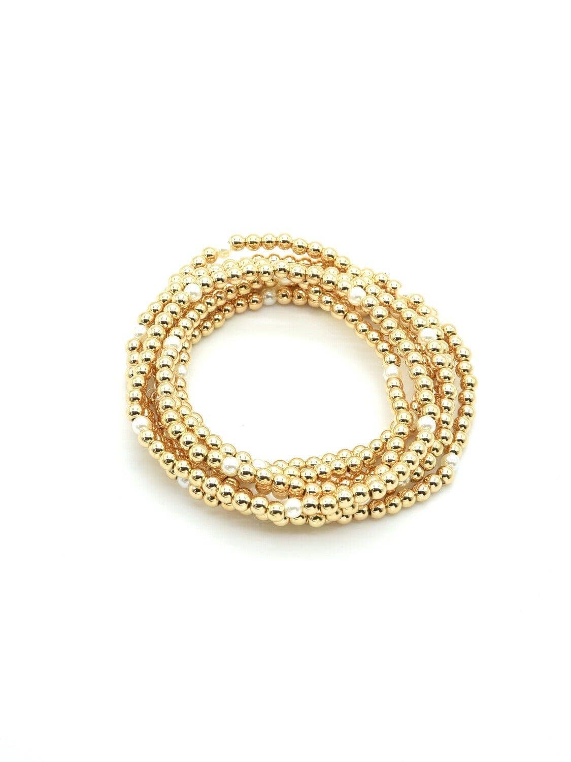 7 Piece CCB Pearl Stretch Bracelet Set