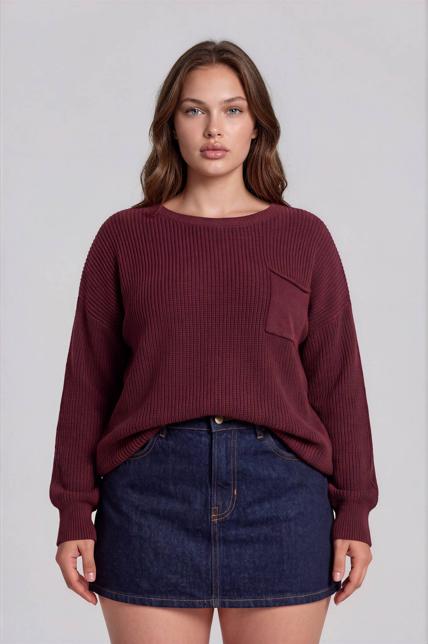 PLUS  LONG SLEEVE KNIT SWEATER