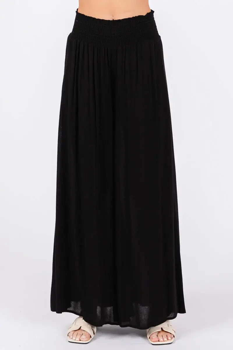 Smocked Waist Wide Leg Pants - NP16530Y