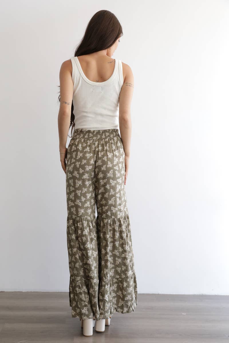 WIDE LEG TIERED PANT