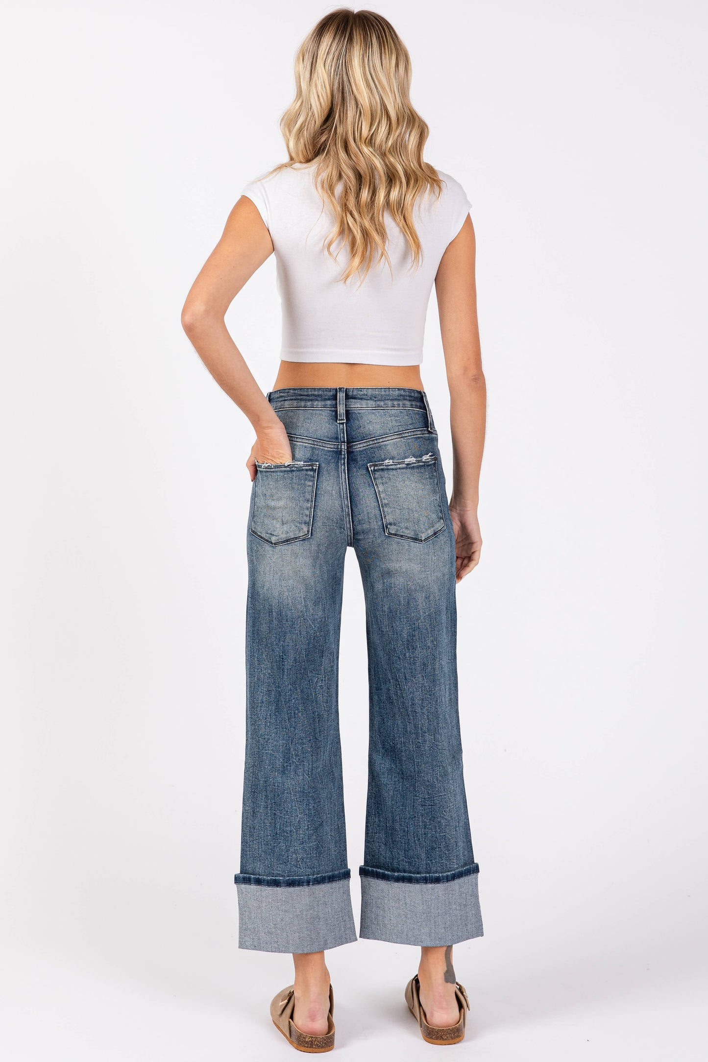 HIGH RISE STRETCH LOOSE STRAIGHT W/ CUFFED HEM