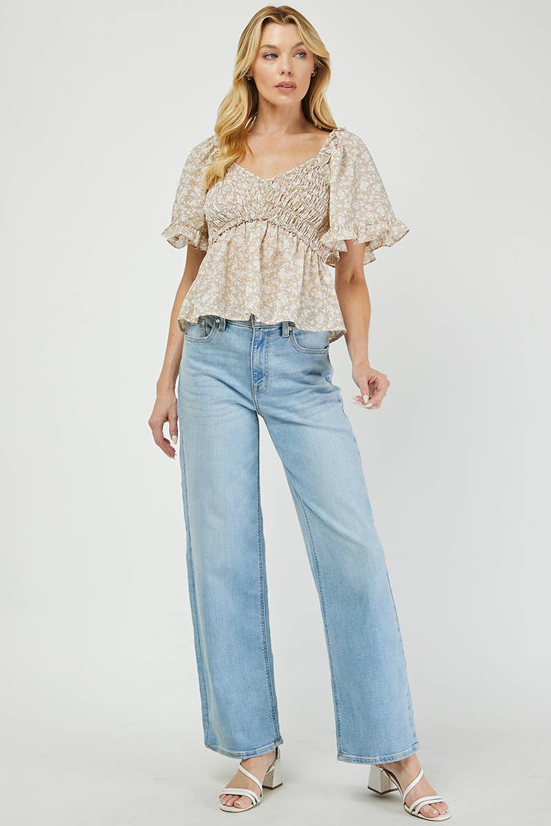 Boho Blossom Smocked Floral Top