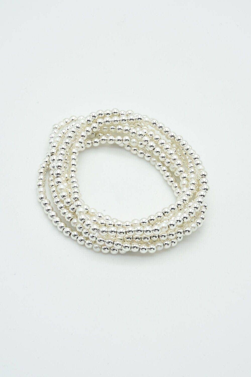 7 Piece CCB Pearl Stretch Bracelet Set