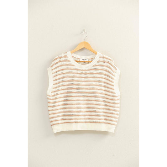 Striped Sleeveless Crew Neck Top