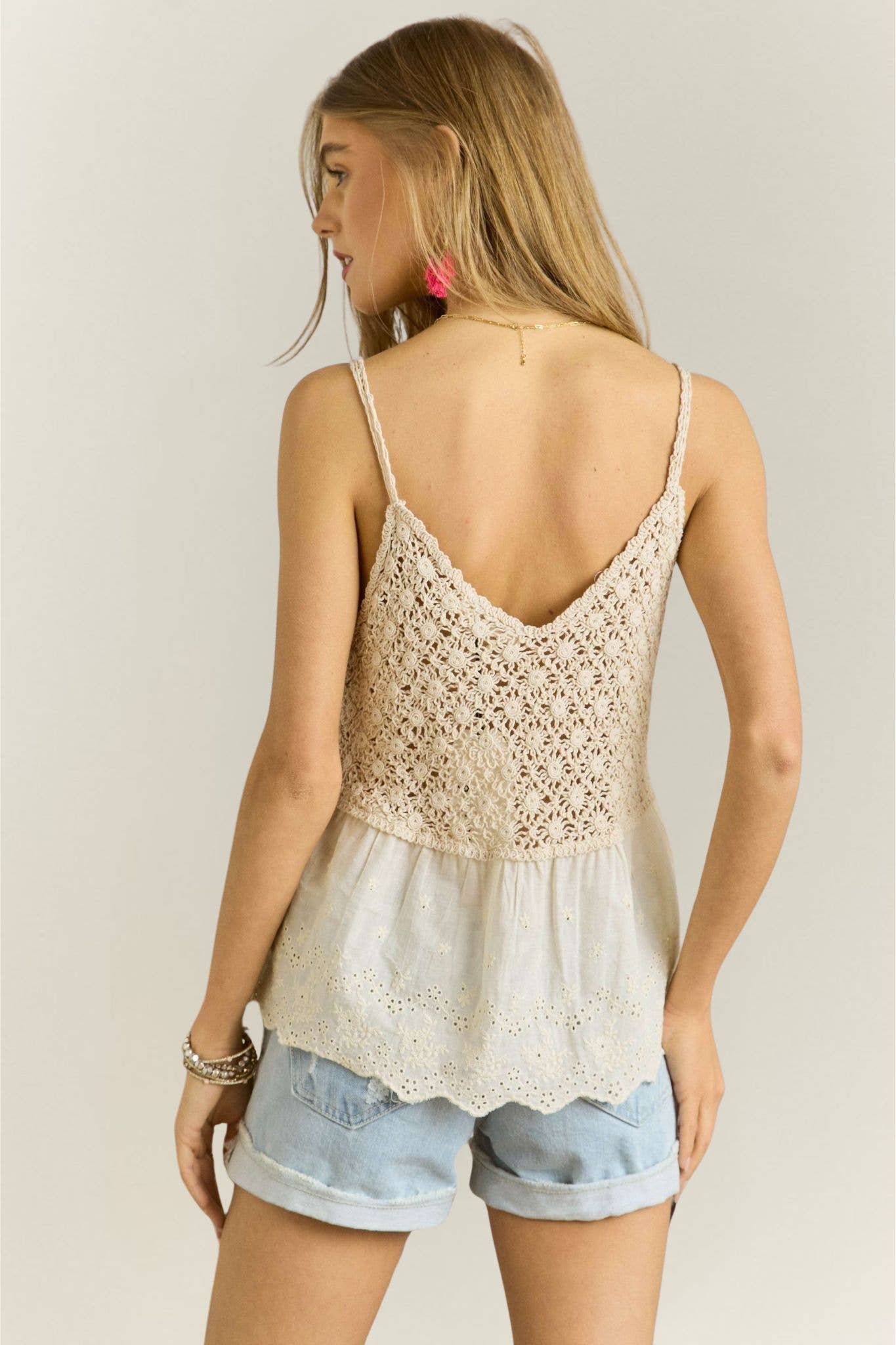 CROCHET V NECK TANK TOP - CET2610
