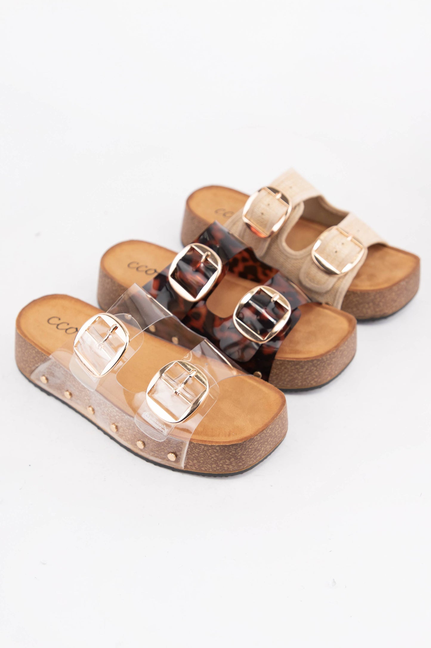NANCY DOUBLE STRAPS WITH BOLD METAL BUCKLES PLATFORM SANDAL