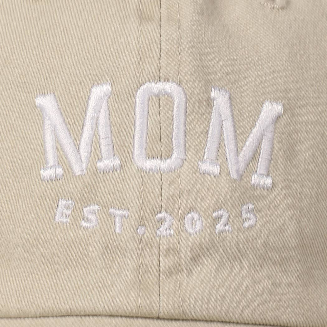 MOM EST.2025 Lettering Embroidery Baseball Cap