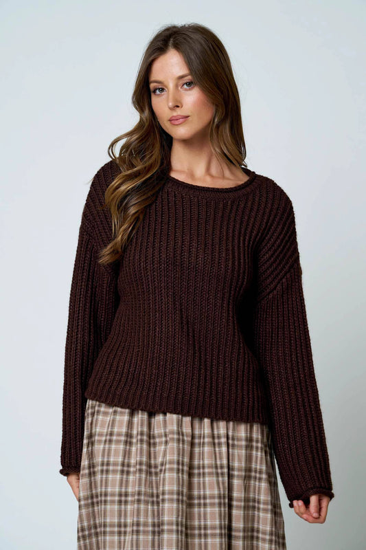 RAW EDGE KNIT SWEATER