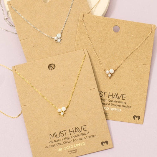 Mini Opal Star Stud Charm Necklace