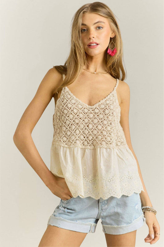 CROCHET V NECK TANK TOP