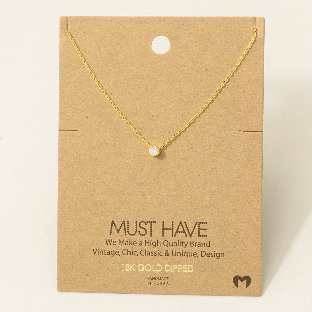 Gold Dipped Mini Cz Pendant Necklace