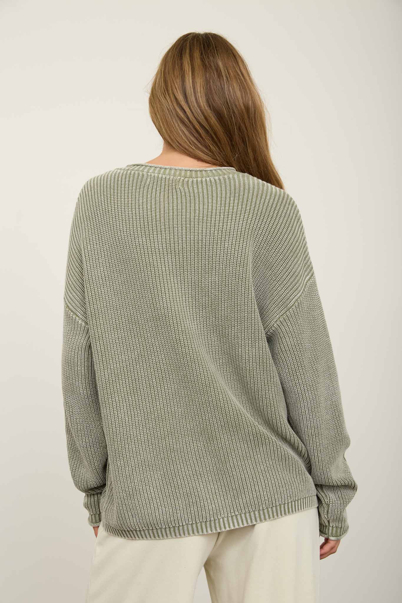 RIBBED HENLEY KNIT