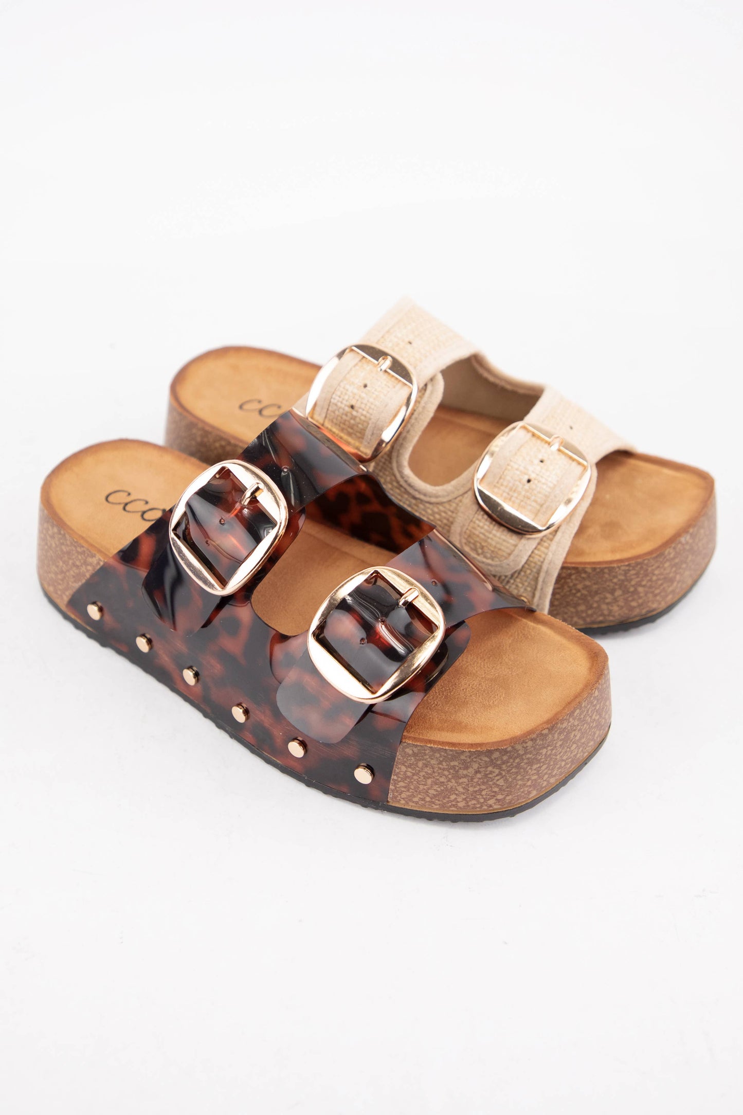 NANCY DOUBLE STRAPS WITH BOLD METAL BUCKLES PLATFORM SANDAL