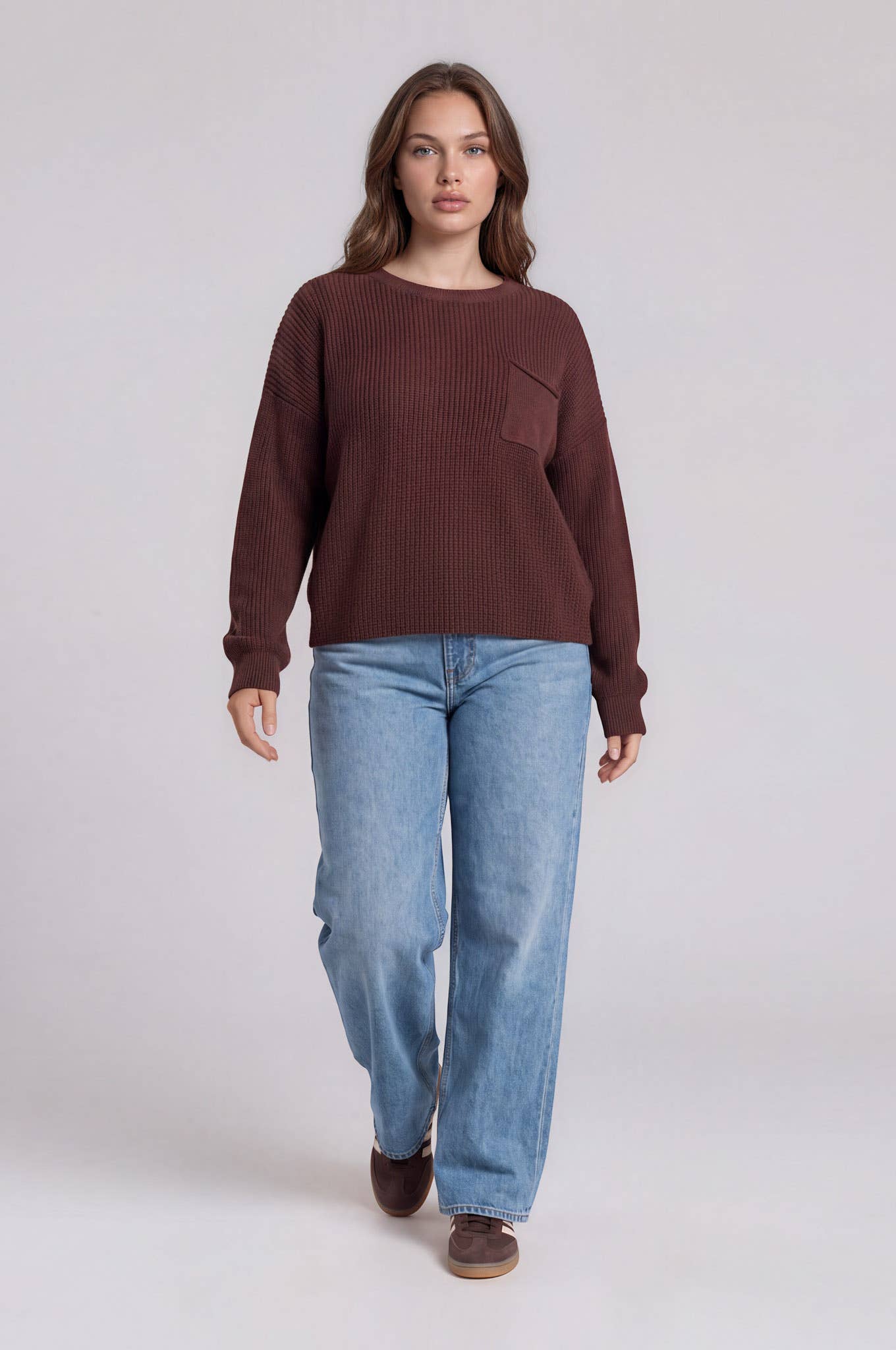 PLUS  LONG SLEEVE KNIT SWEATER