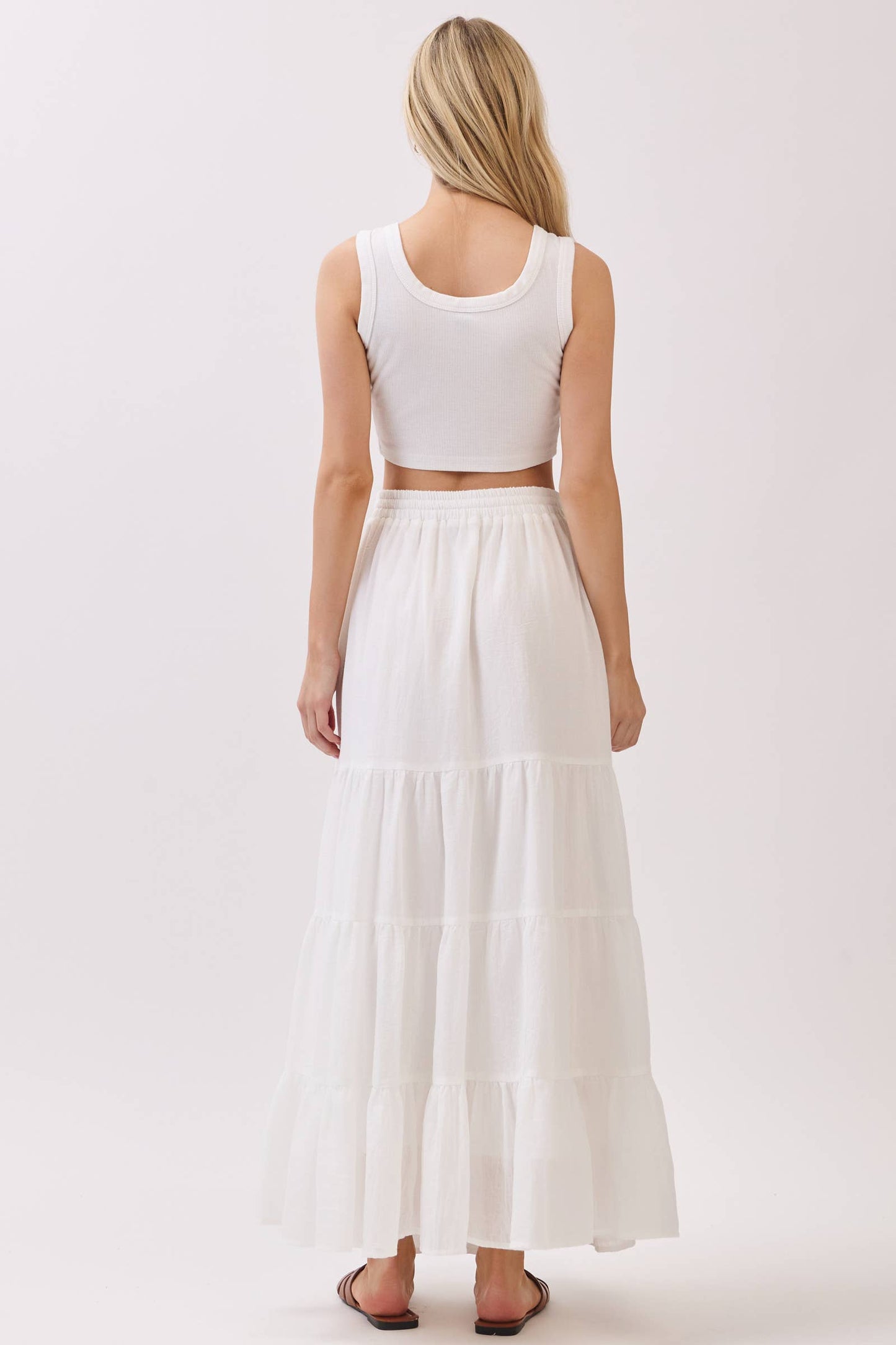 Tiered Coconut Tie Detail Maxi Skirt - VS3009