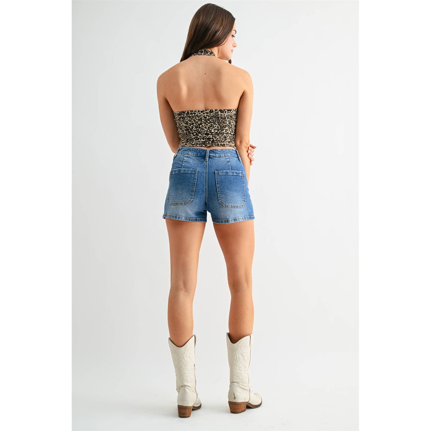 HIGH RISE  BUTTON UP SHORTS