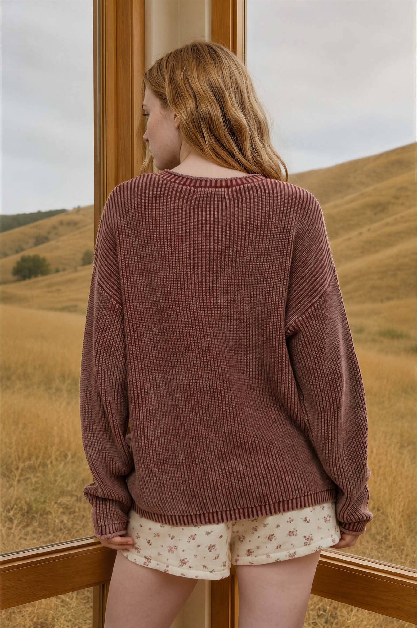 RIBBED HENLEY KNIT
