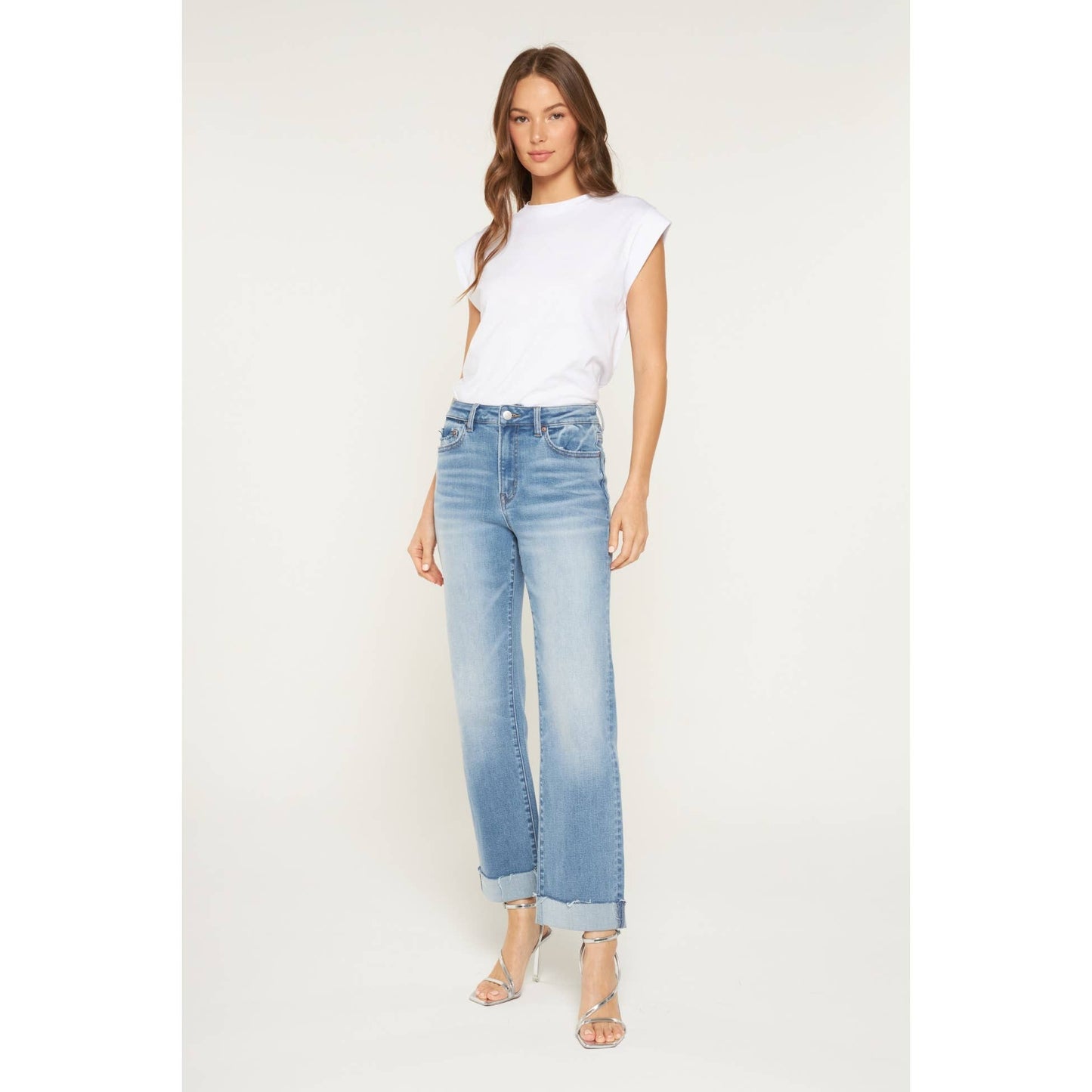 HIGH RISE STRAIGHT LEG WITH CUFFED HEM