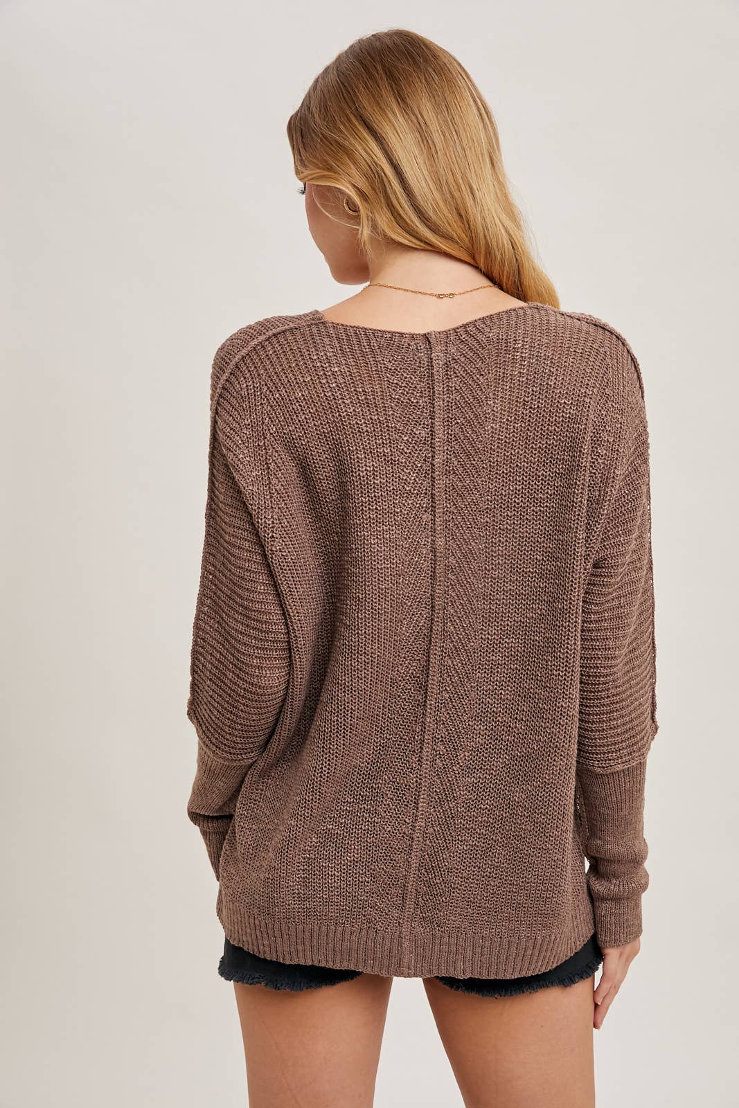 SHEER LOOSEFIT V-NECK KNIT SWEATER PULLOVER
