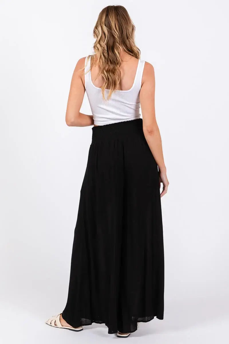 Smocked Waist Wide Leg Pants - NP16530Y