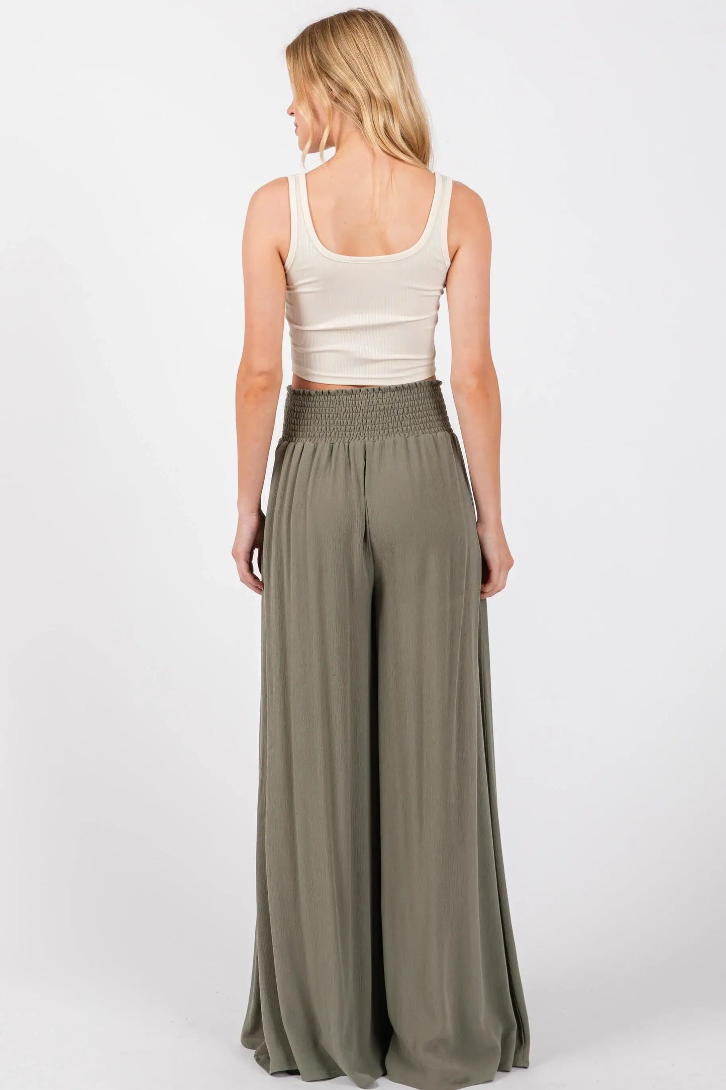 Smocked Waist Wide Leg Pants - NP16530Y
