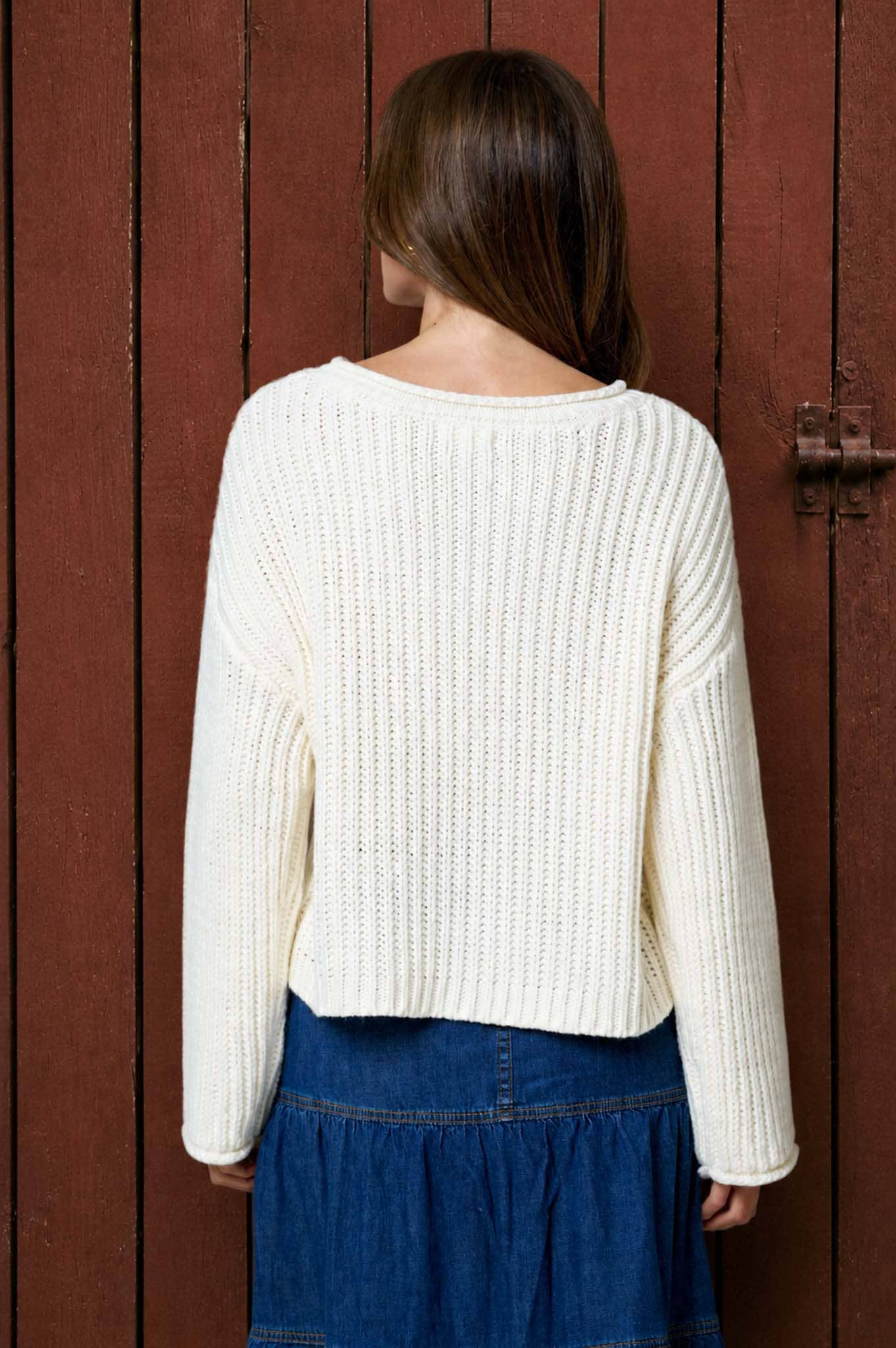 RAW EDGE KNIT SWEATER