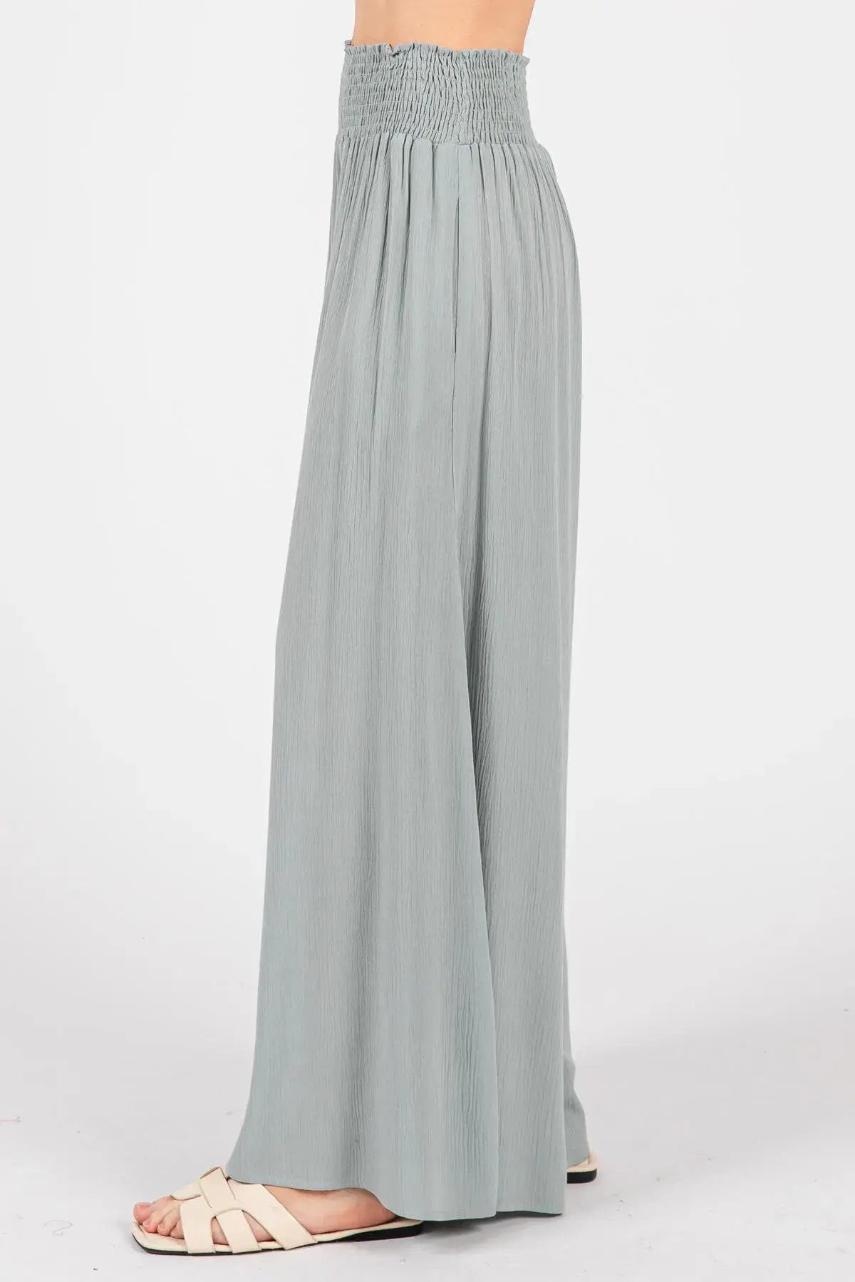 Smocked Waist Wide Leg Pants - NP16530Y