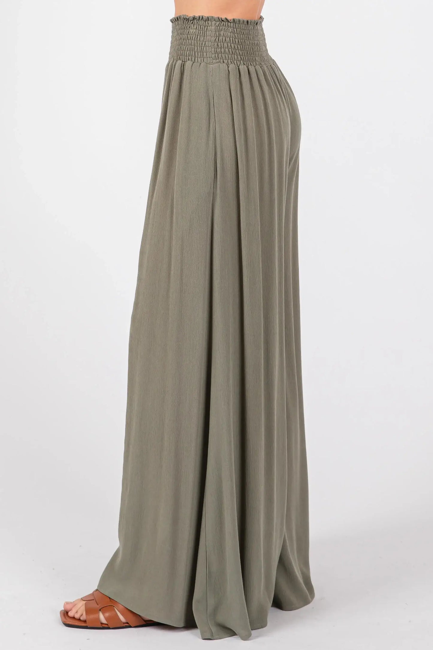 Smocked Waist Wide Leg Pants - NP16530Y