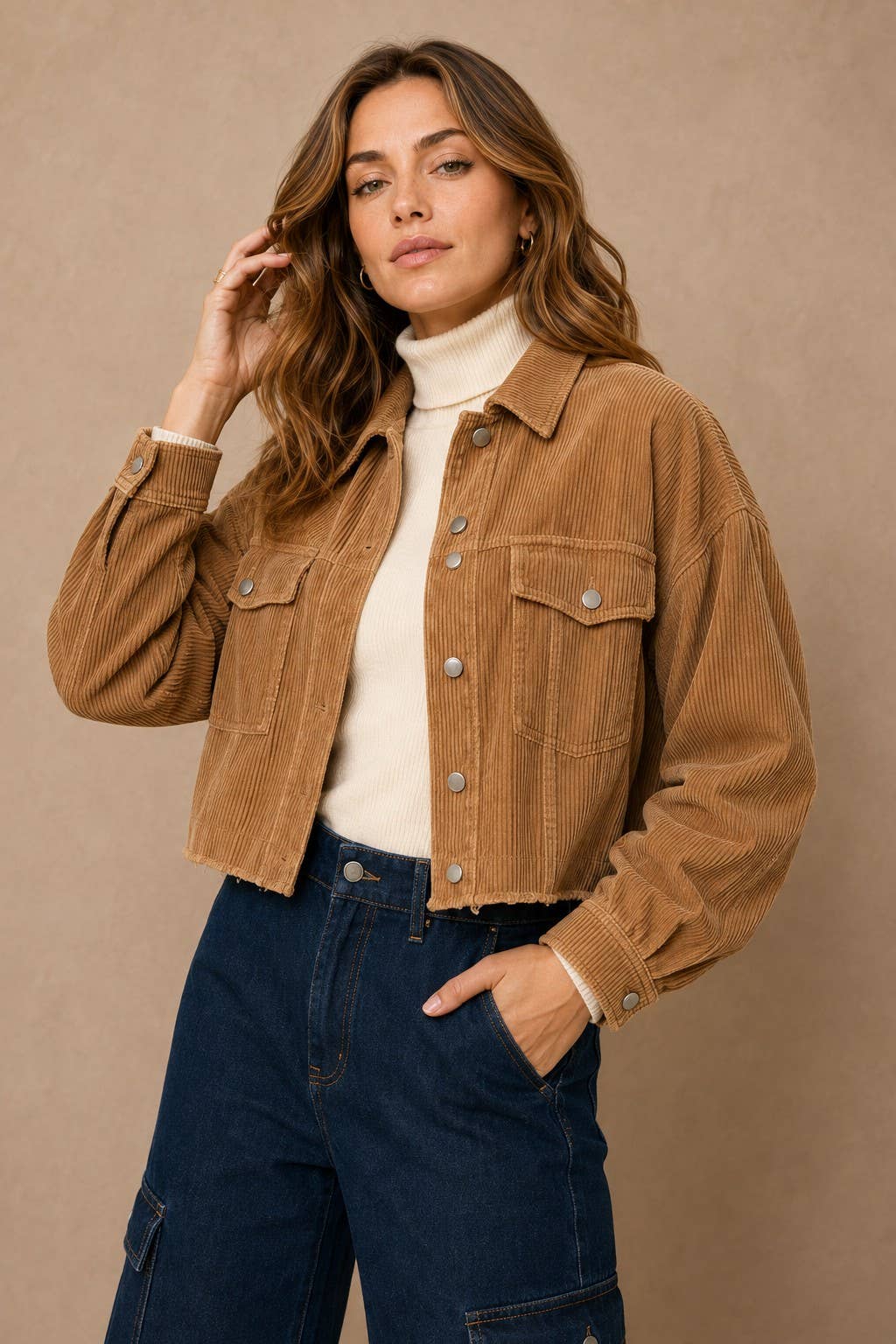 Washed Corduroy Cropped Jacket