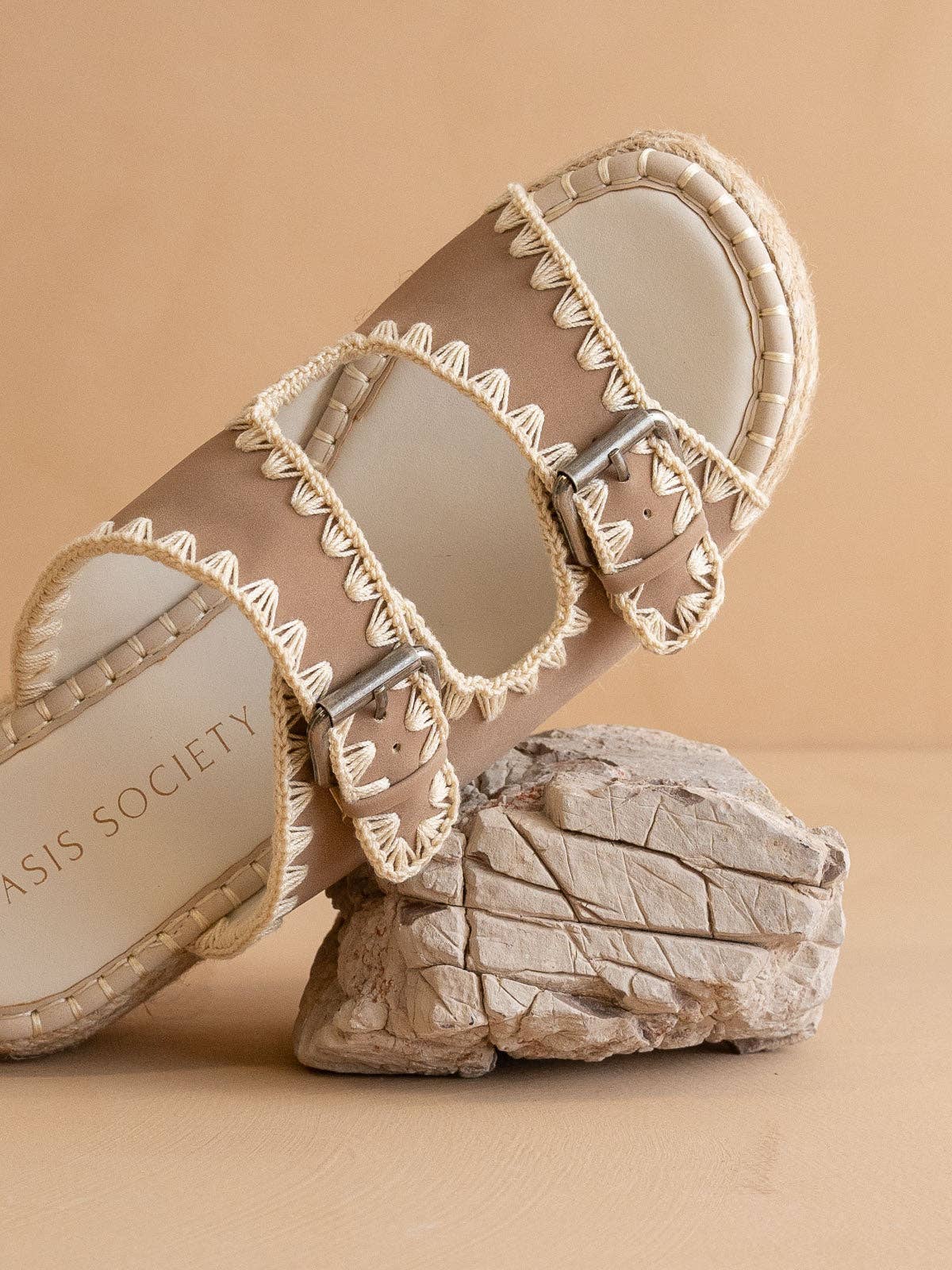 The Eugenia Raffia Platform Slide