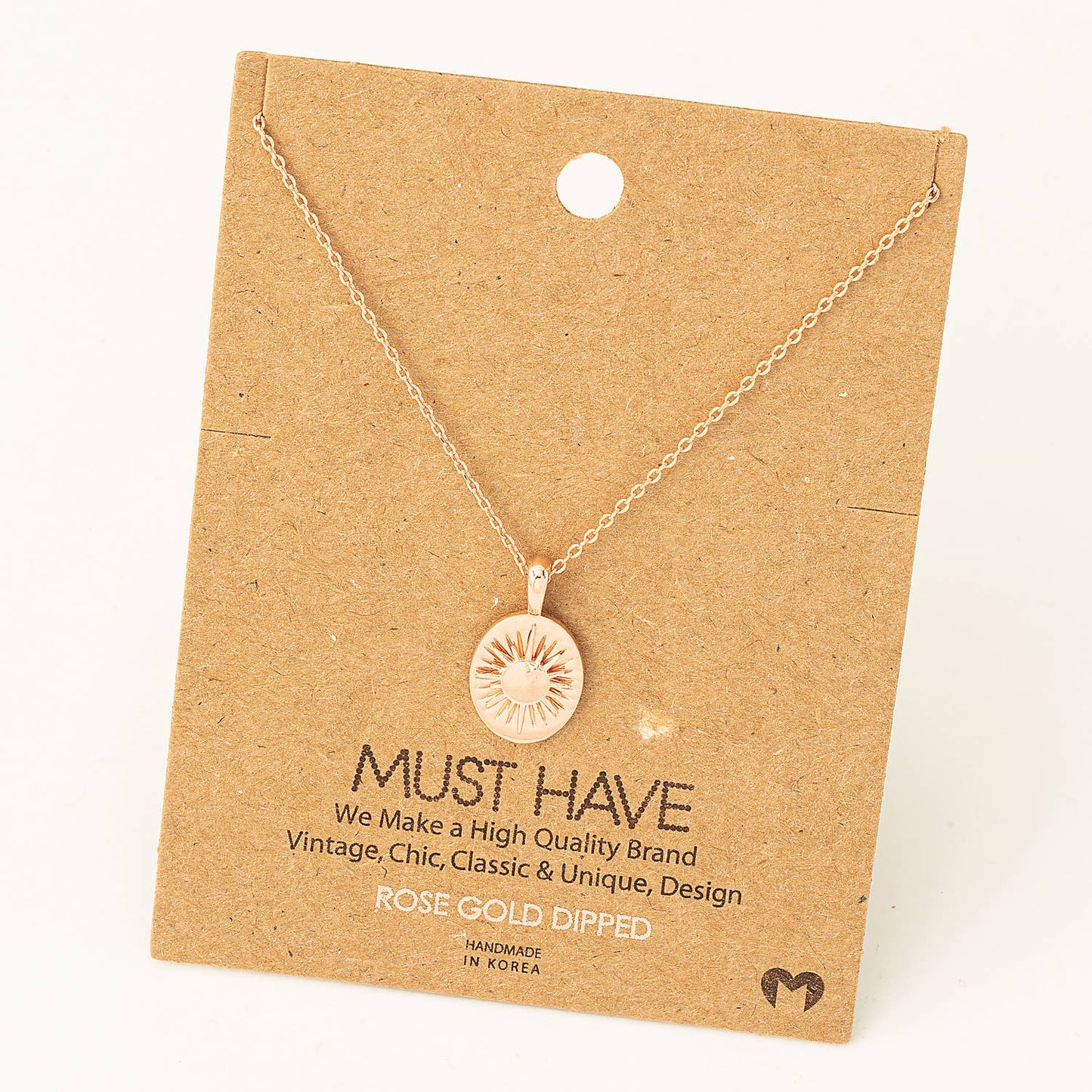 Shining Sun Oval Pendant Necklace