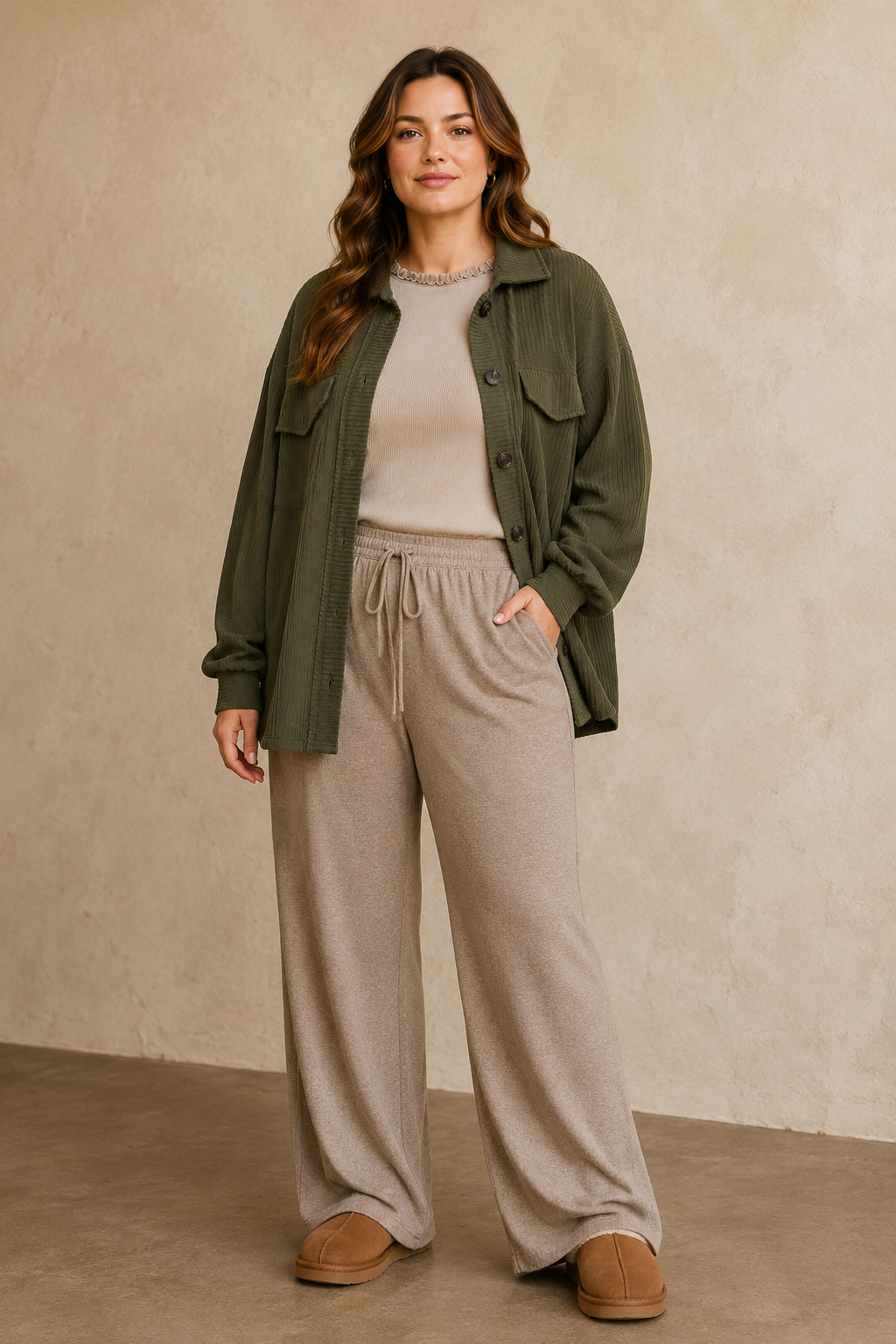 Plus Size Corduroy Shacket