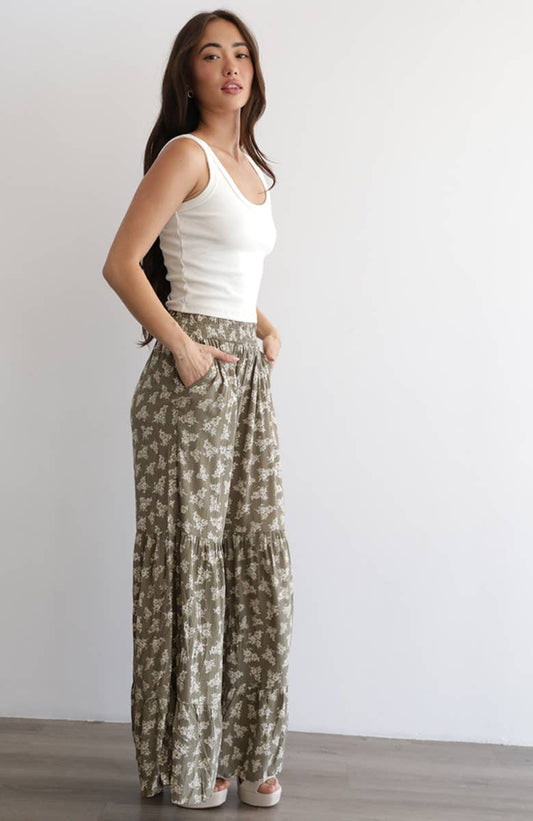 WIDE LEG TIERED PANT