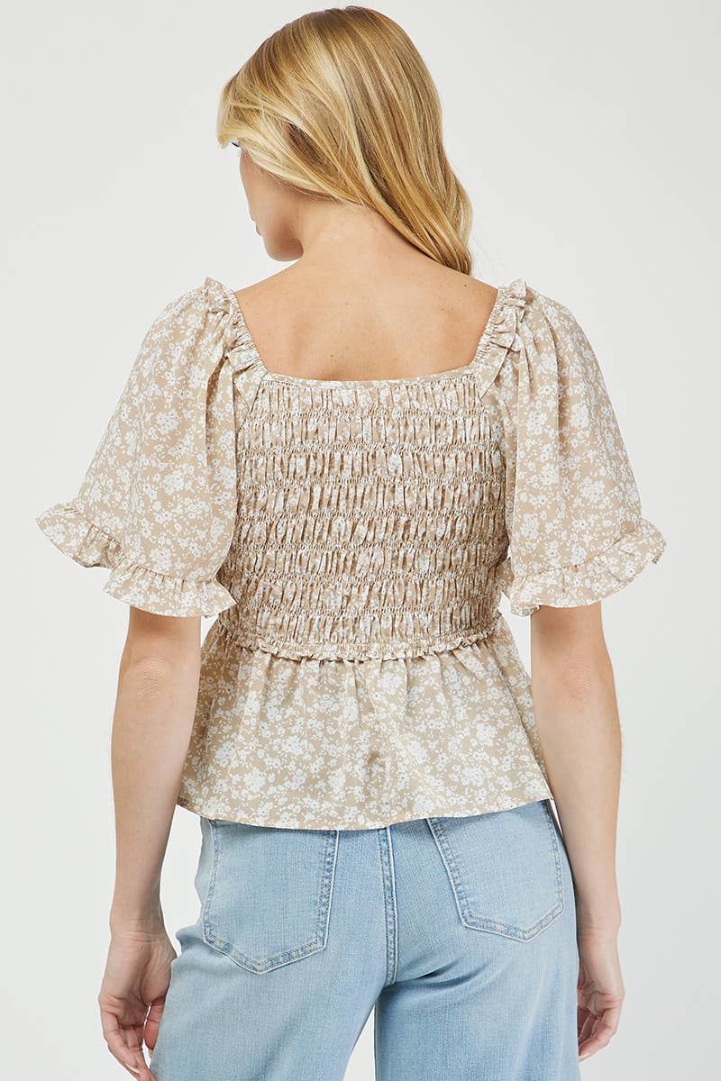 Boho Blossom Smocked Floral Top