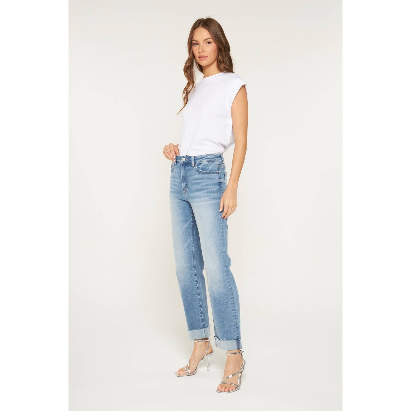 HIGH RISE STRAIGHT LEG WITH CUFFED HEM