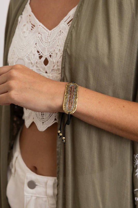 Rustic Reflections Adjustable Cord Bracelet –  Handmade