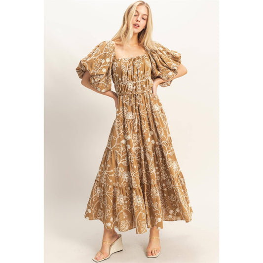 Puff Sleeve Midi Dress