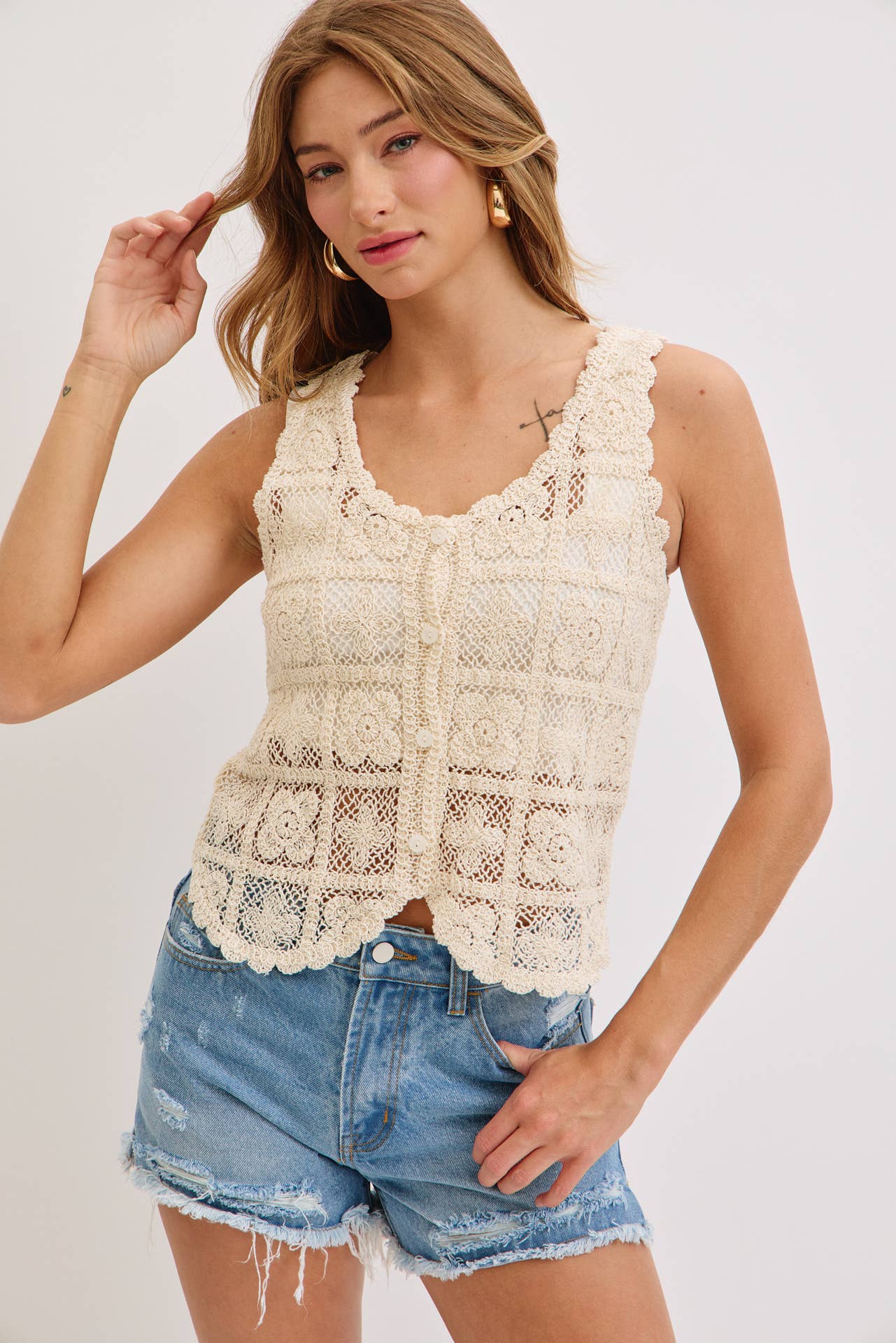 FLORALCROCHET LACE VEST
