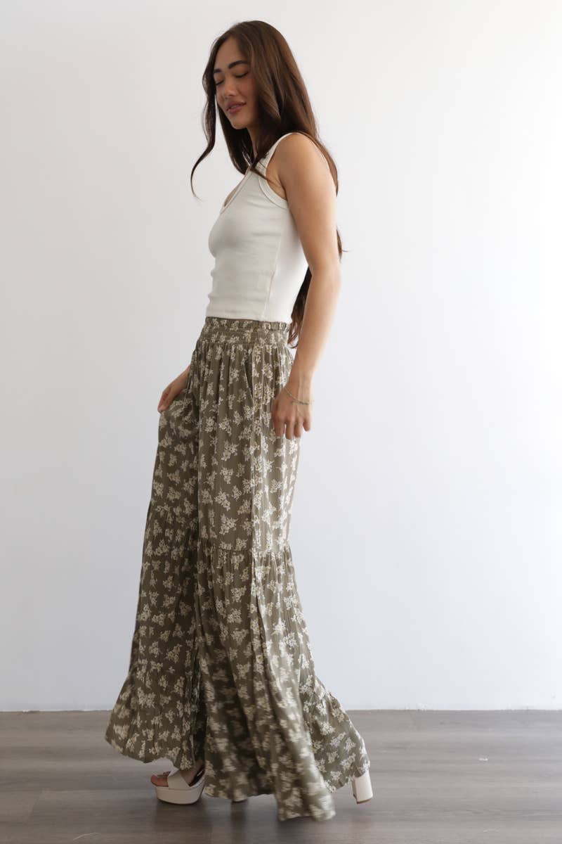 WIDE LEG TIERED PANT