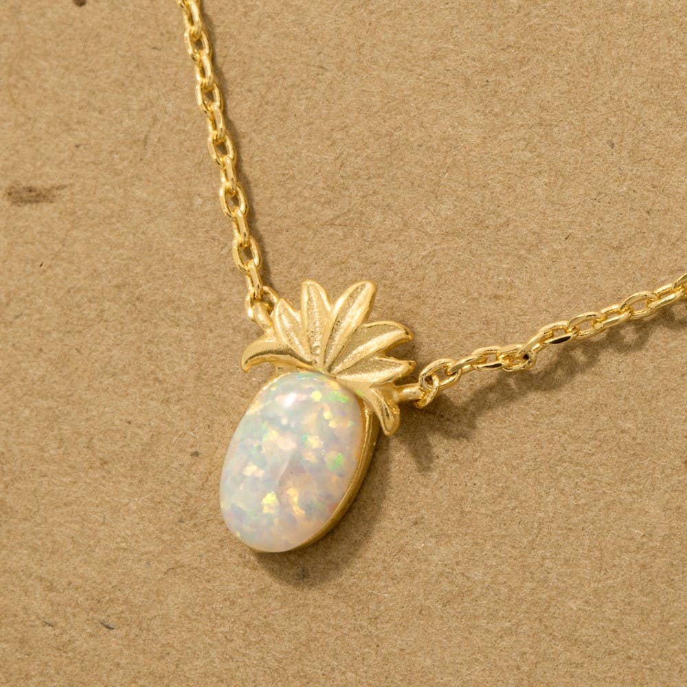 Opal Pineapple Pendant Necklace